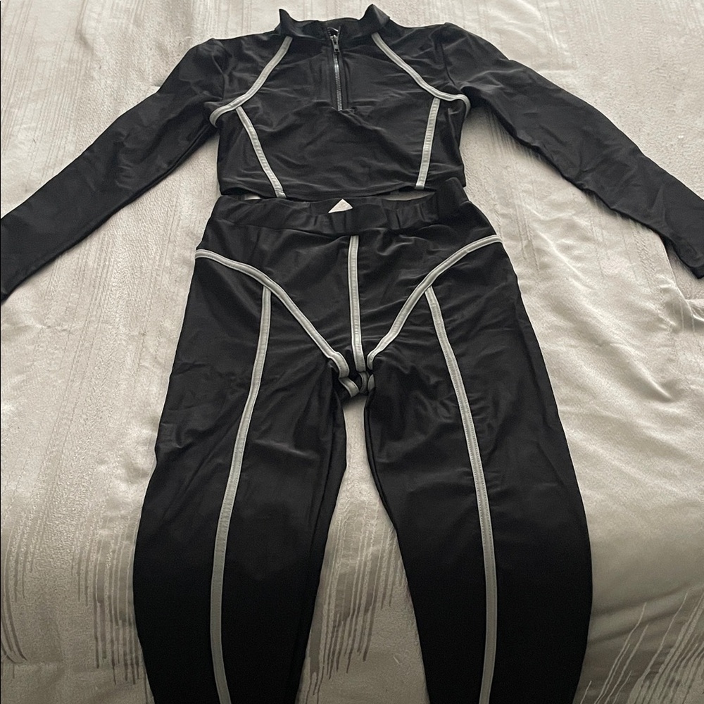 Fashion Nova Black and Gray Contrast Jumpsuit
